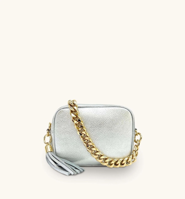 Apatchy London Leather Crossbody Bag With Gold Chain Shoulder Strap