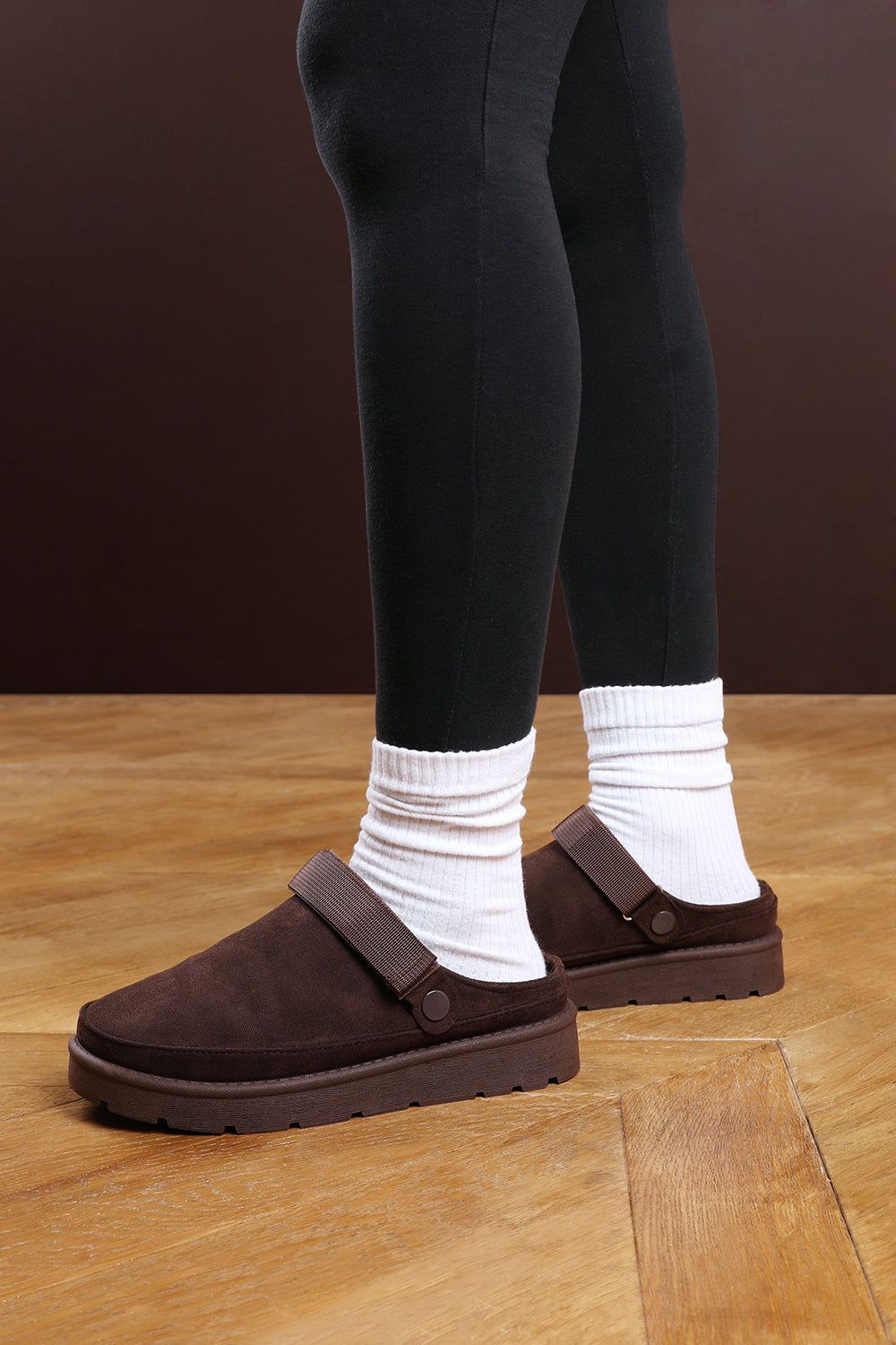 Where's That From 'Umber' Cosy Adjustable Sling Back Faux-Suede Slippers image 1