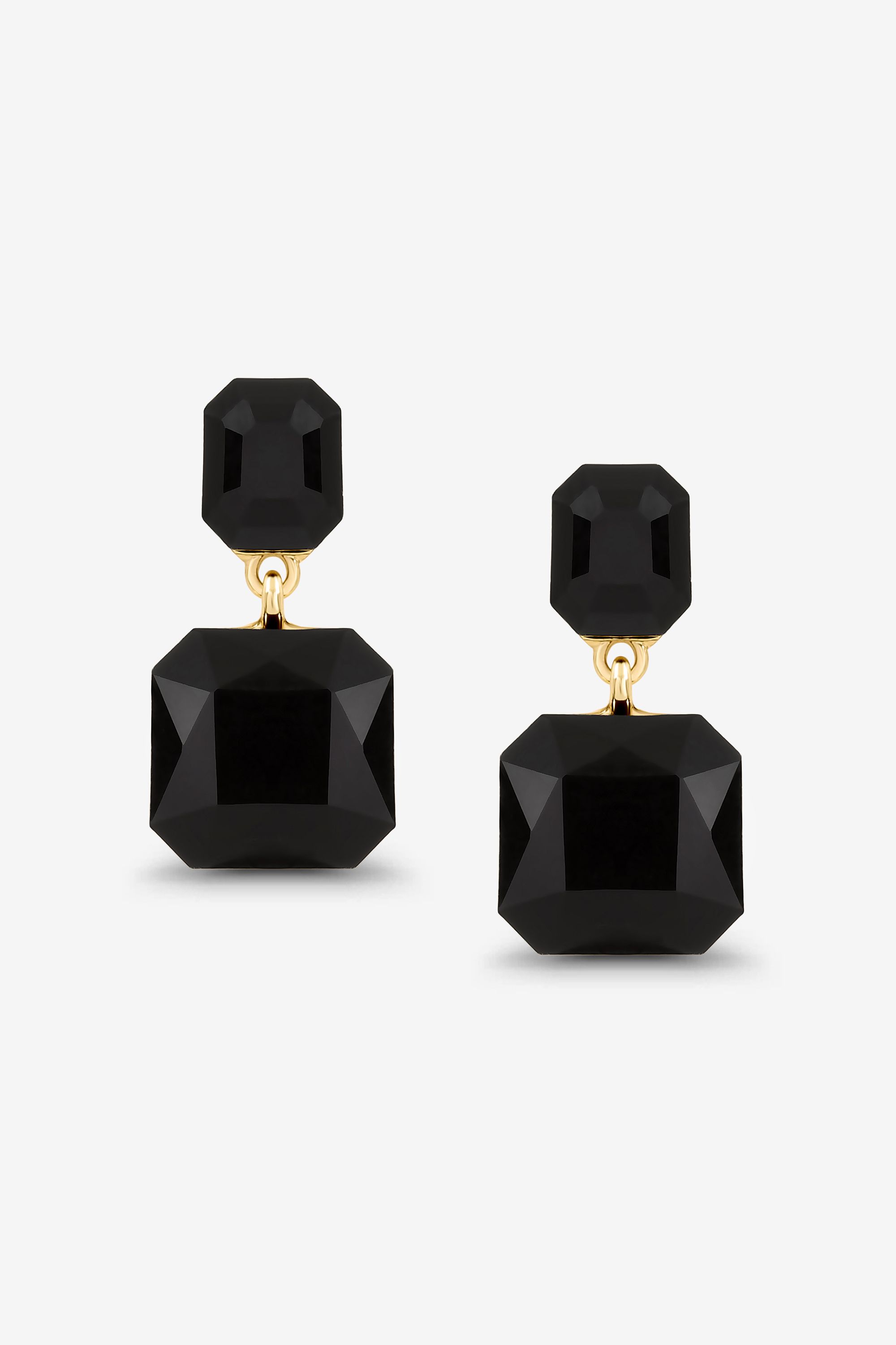 Mood Jet Crystal Rectangle Drop Earrings