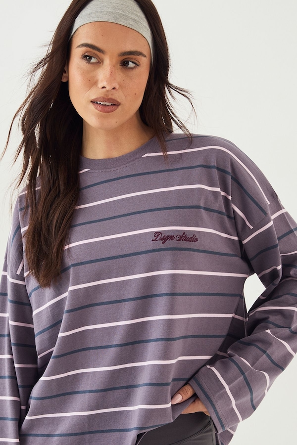 DSGN Studio DSGN Studio Stripe Long Sleeve T-Shirt Charcoal