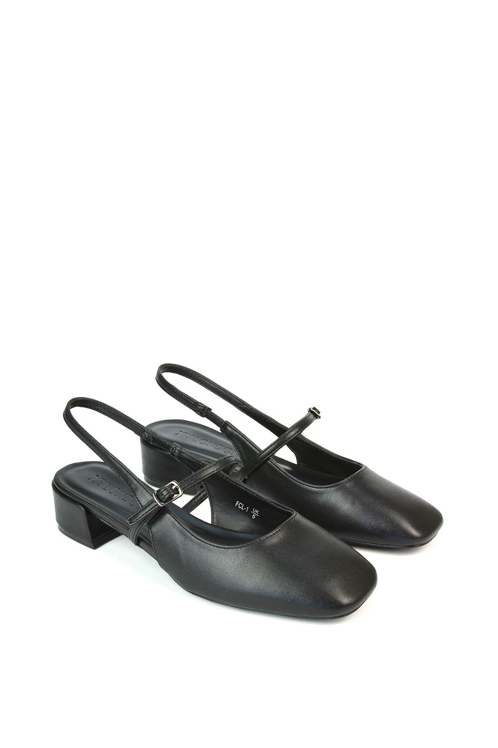 XY London 'Marie' Low Block Heel Square Toe Closed Toe Slingback Shoes image 4