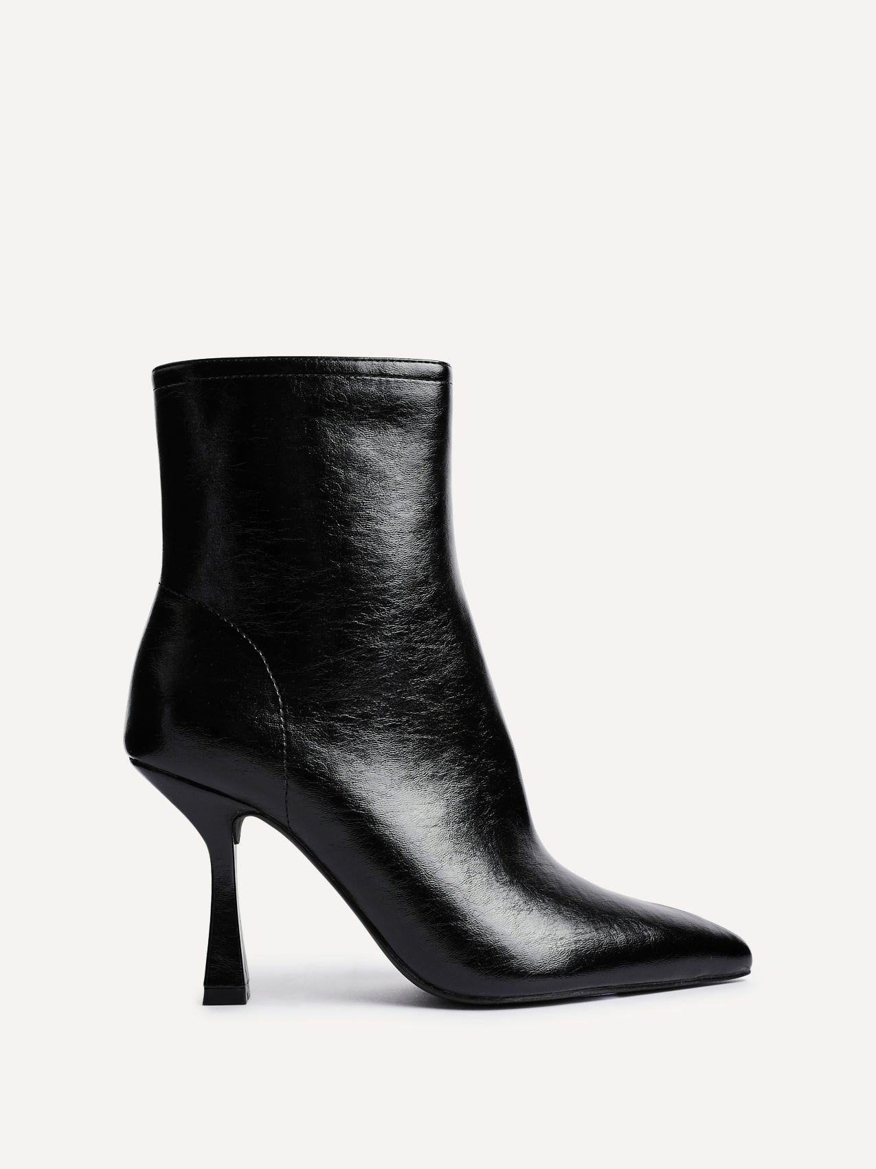 Linzi Jetta Black Faux Leather Heeled Boot