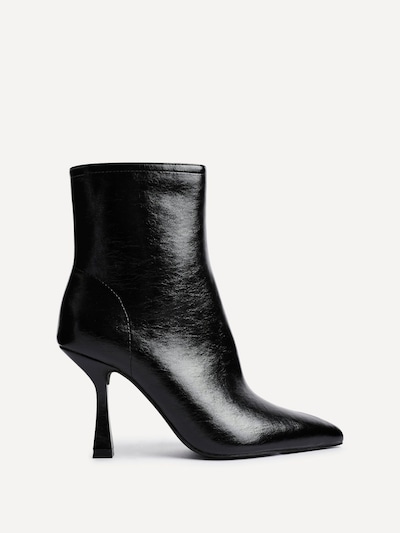 Linzi Jetta Black Faux Leather Heeled Boot