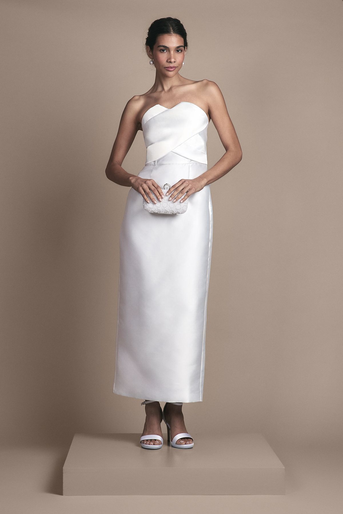 Coast Bandeau Twill Bow Back Wedding Dress Ivory image 1