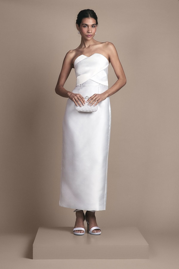 Coast Bandeau Twill Bow Back Wedding Dress Ivory