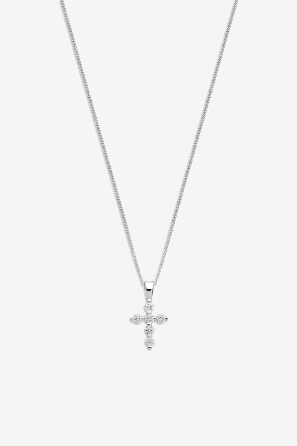 Simply Silver Sterling Silver 925 Cubic Zirconia Mini Cross Pendant image 1