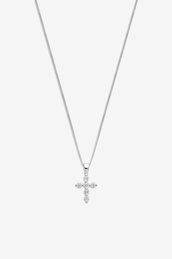 Simply Silver Sterling Silver 925 Cubic Zirconia Mini Cross Pendant