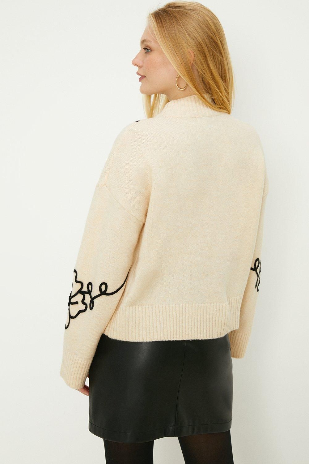 Oasis Hand Crochet Floral Cornelli Jumper Oatmeal image 3