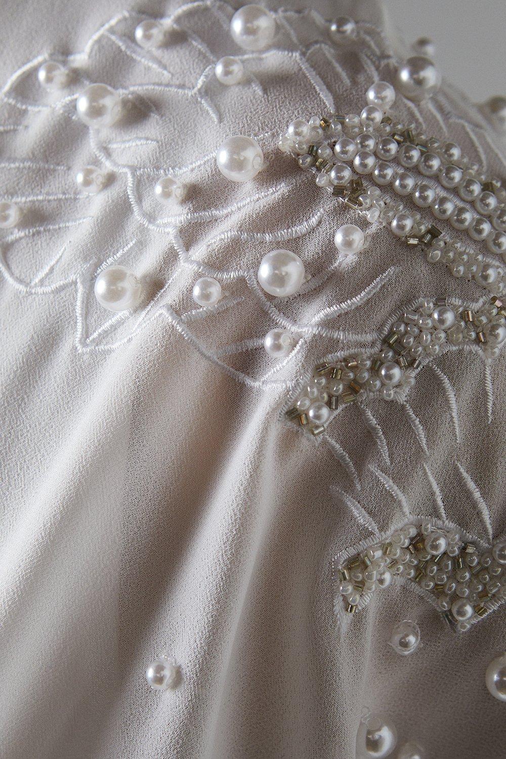 Coast Premium Kimono Sleeve Embellished Fishtail Wedding Dress With Cutwork Ivory image 5