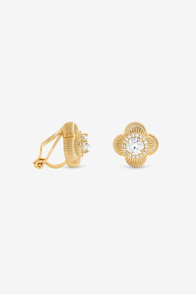 Jon Richard Gold Plated and Crystal Clover Earrings
