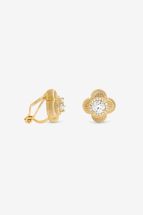 Jon Richard Gold Plated and Crystal Clover Earrings