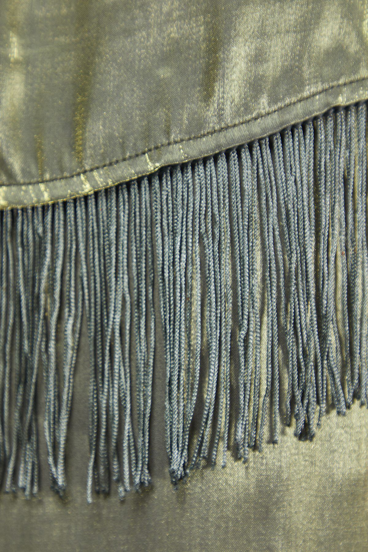 Warehouse Satin Fringe Hem Oversized Top Dark Olive image 5