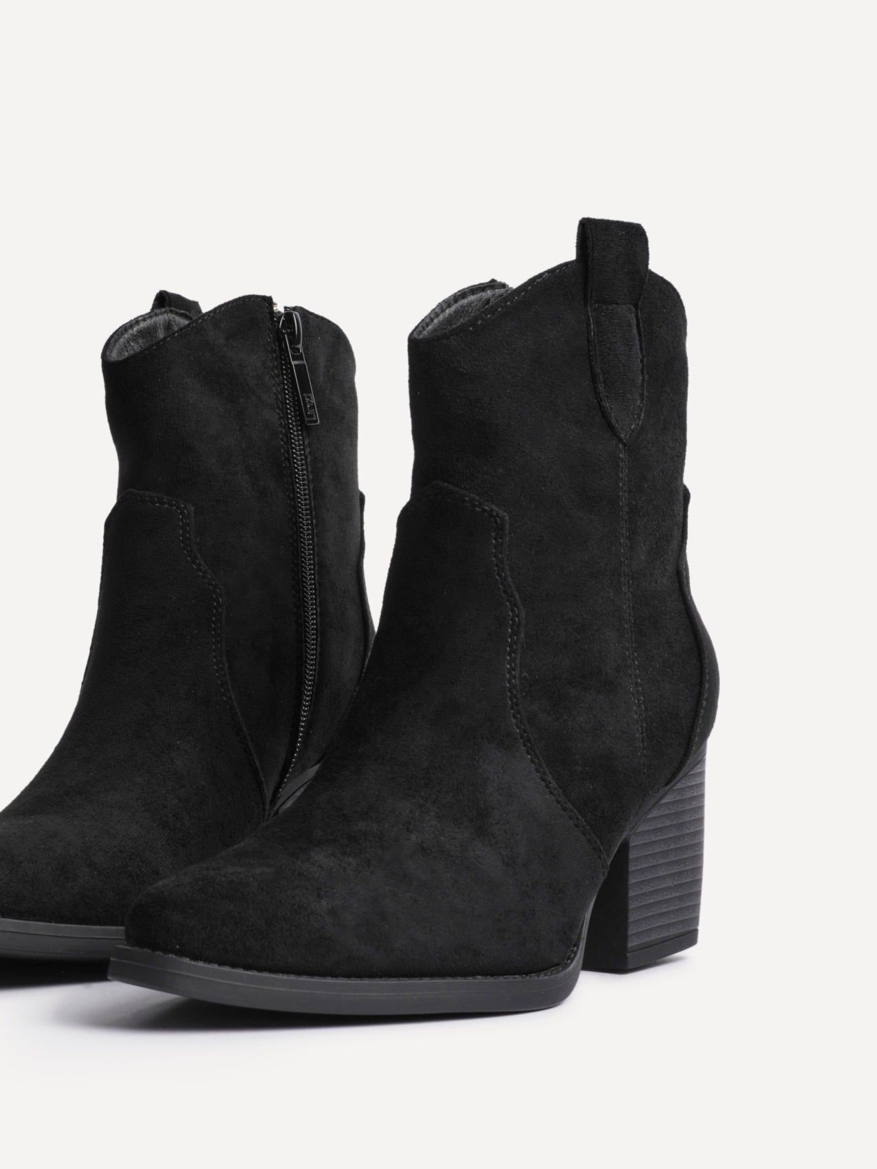 Linzi Jessie Black Faux Suede Western Ankle Boot image 5