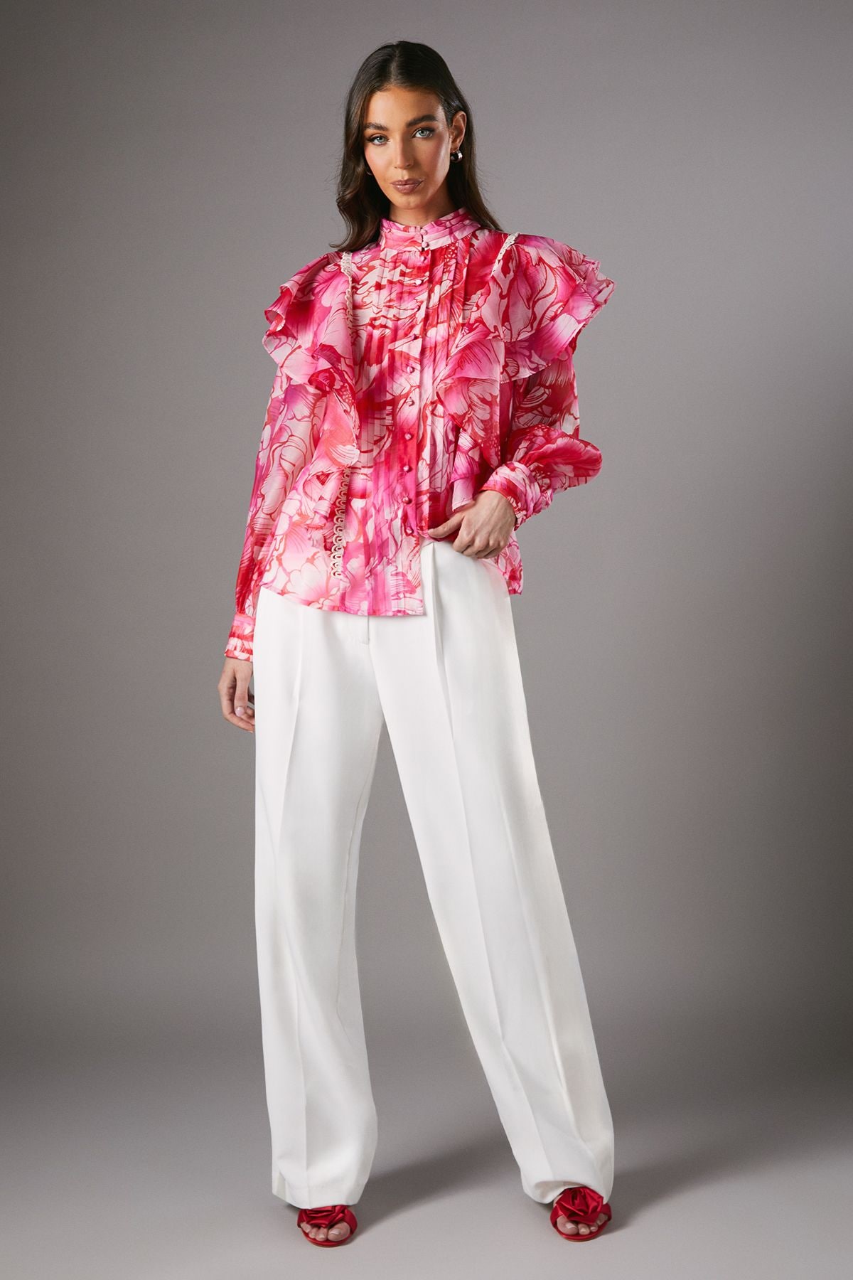 Coast Frill Button Through Blouse Pink image 2