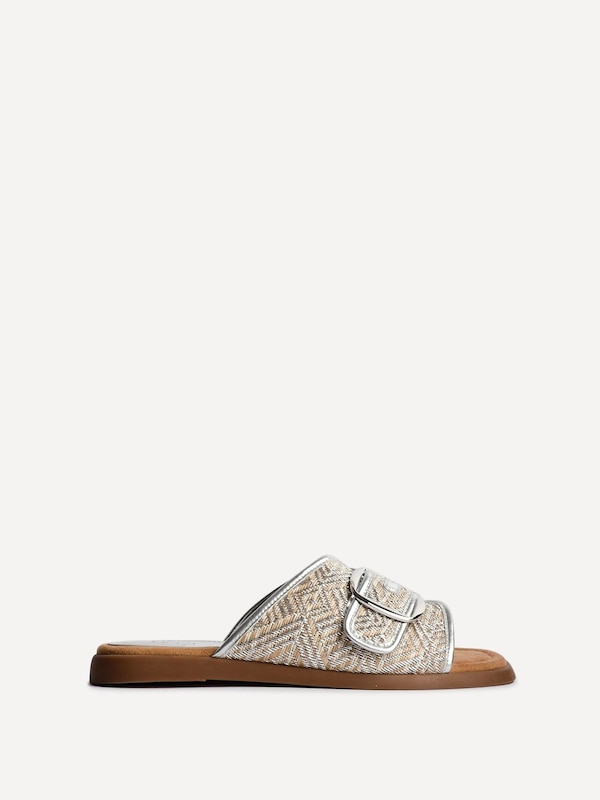 Linzi Zuma Silver Woven Flat Slider Sandal