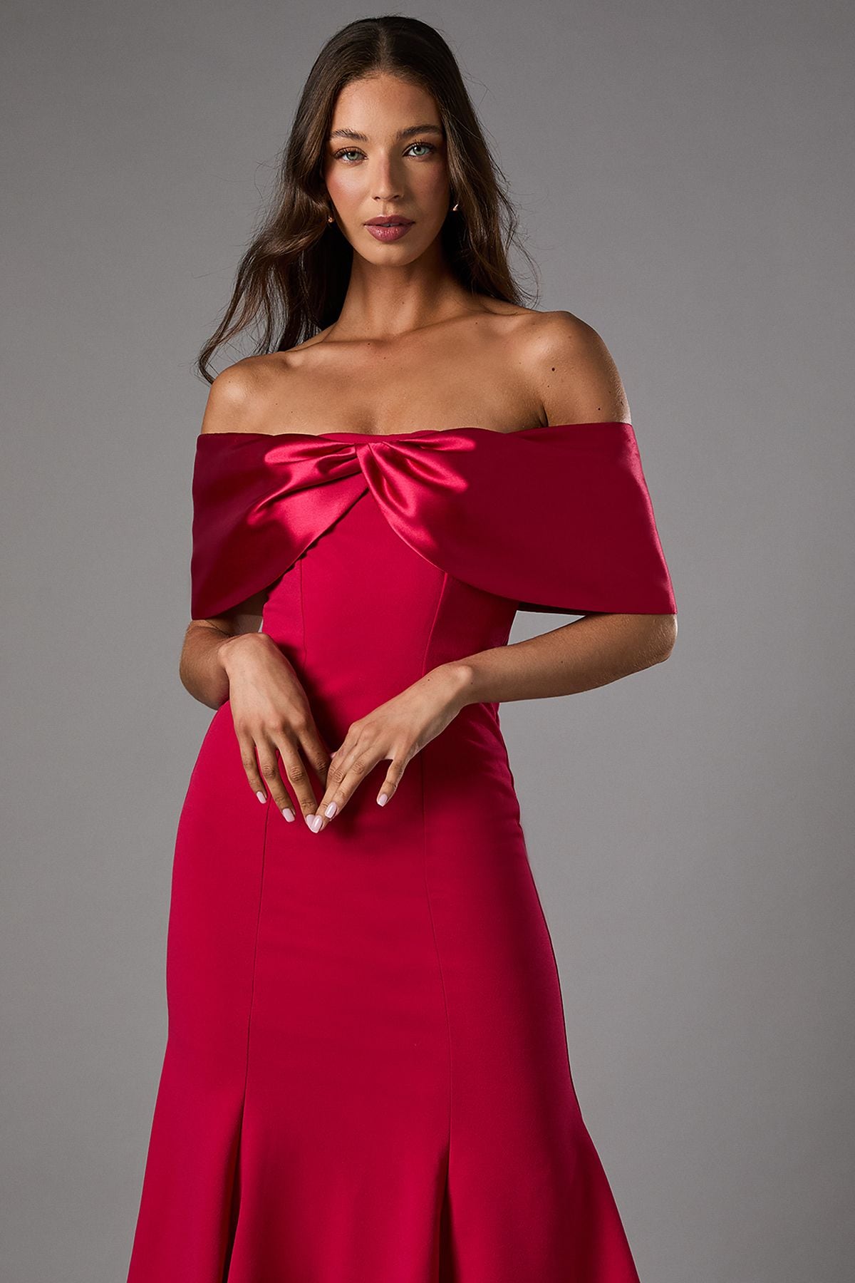 Coast Satin Sleeve Scuba Midi Dress Magenta image 2