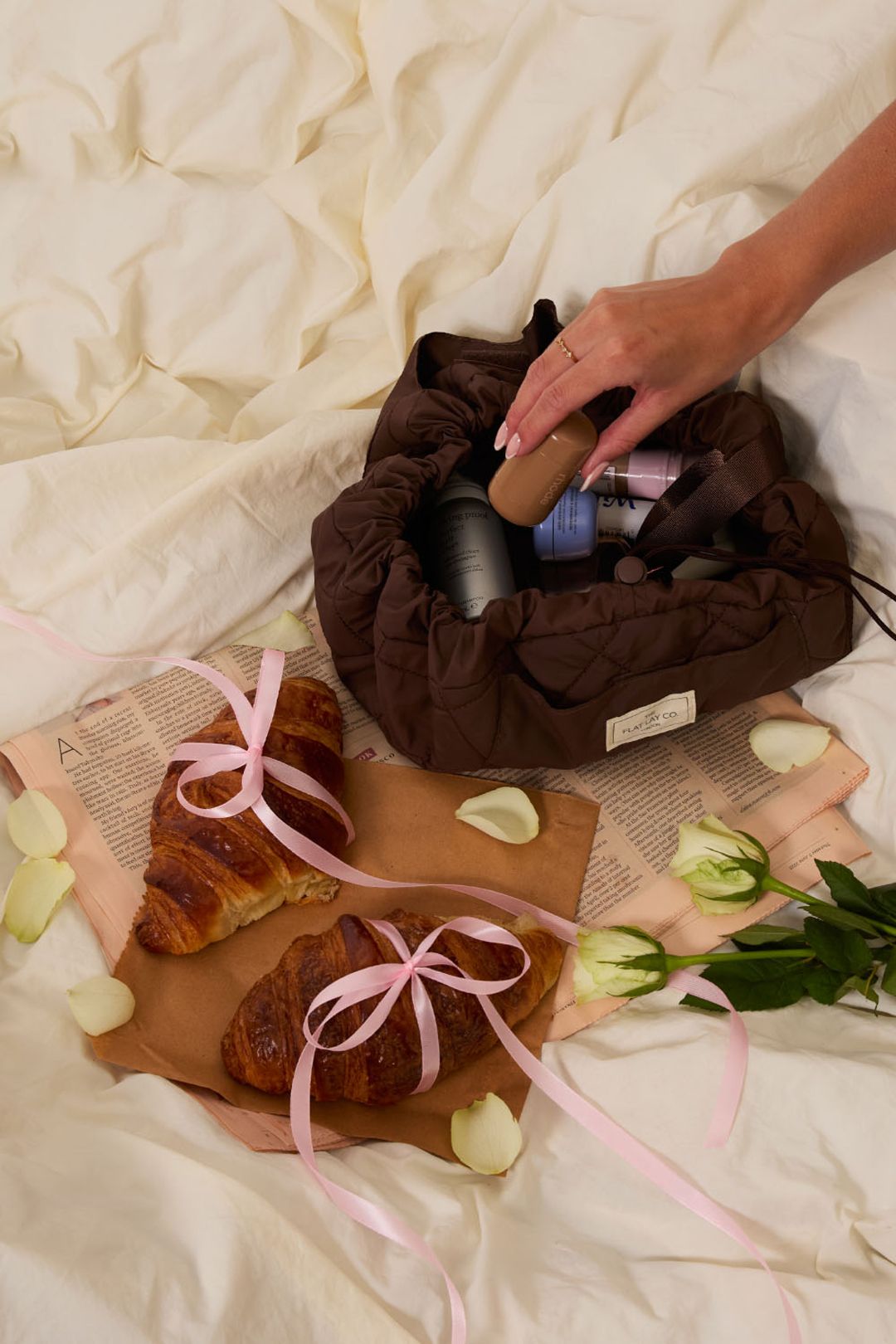 The Flat Lay Co Drawstring Makeup Bag - Espresso Multi image 7