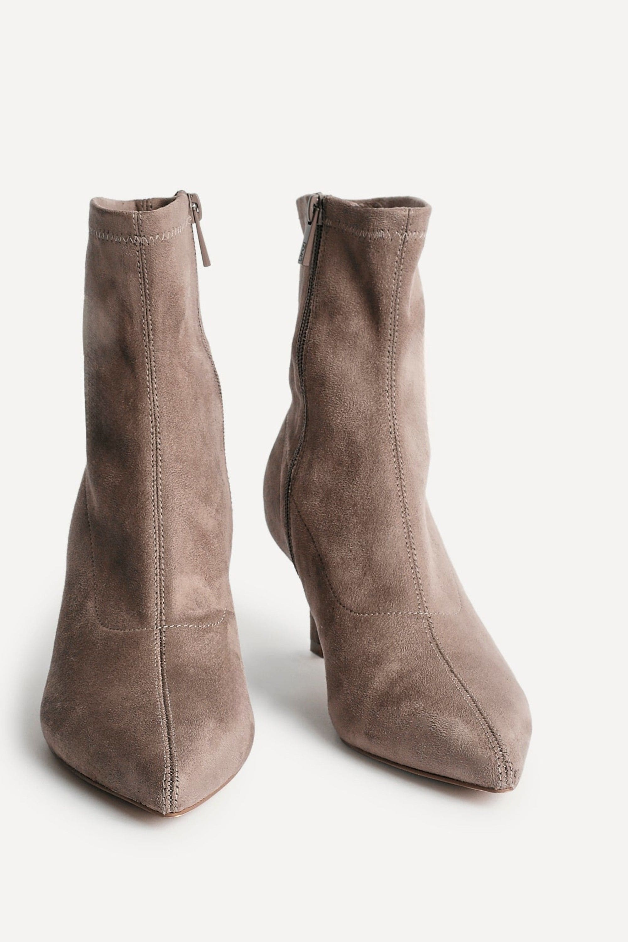 Linzi Upgrade Mocha Faux Suede Kitten Heel Sock Ankle Boot image 3