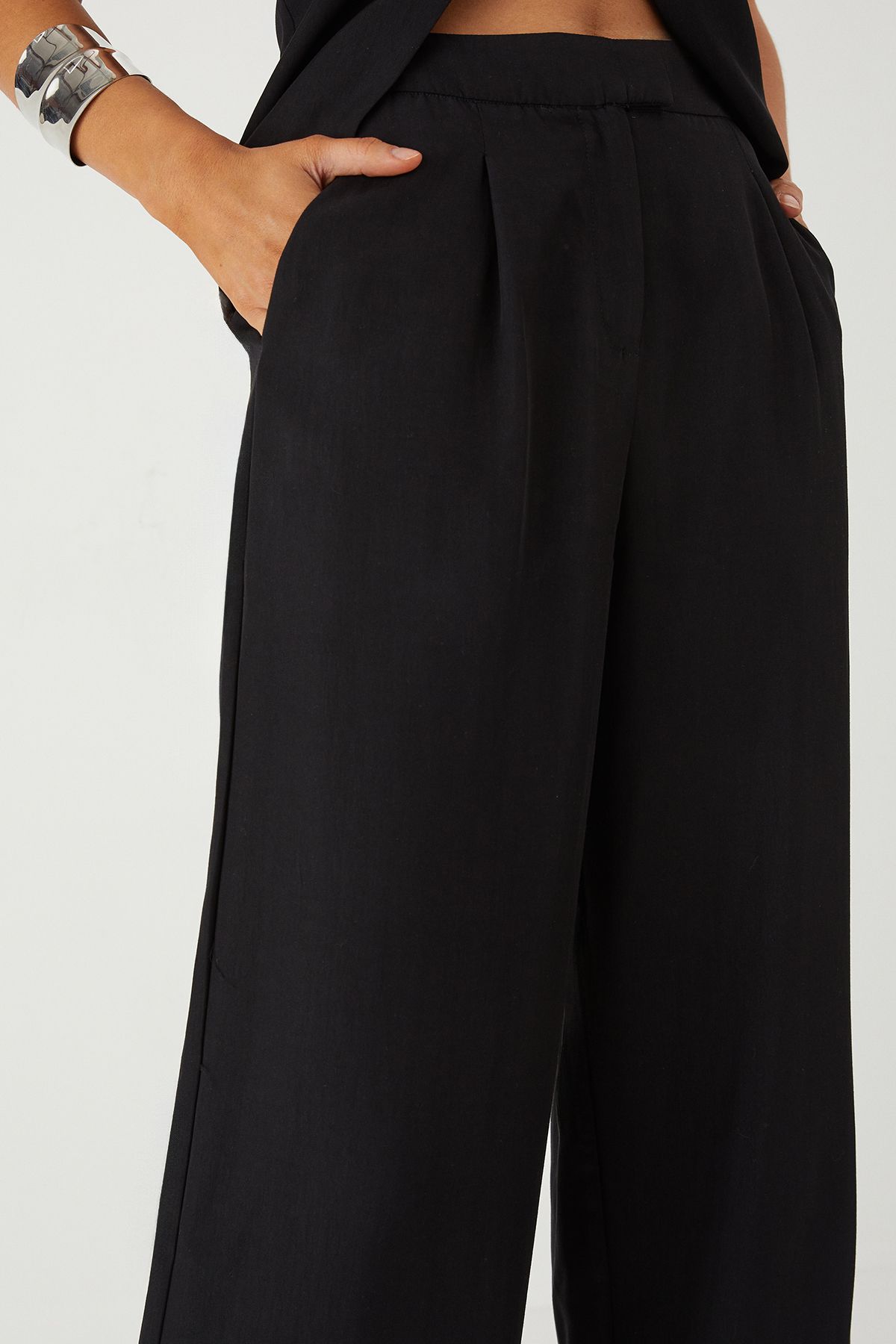 MissPap Twill Wide Leg Tailored Trouser Black image 4