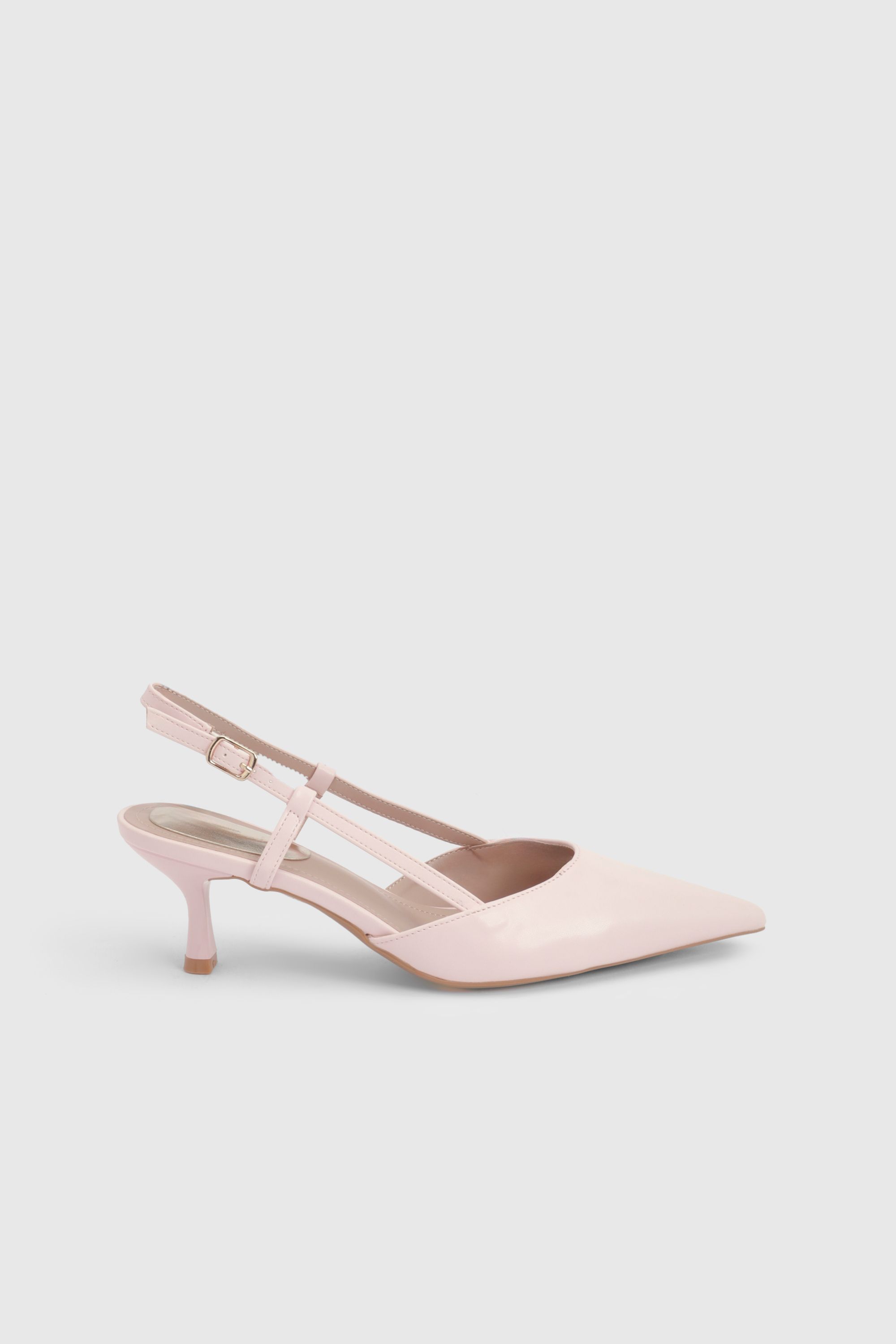 Dorothy Perkins Luneth Faux Leather Kitten Heel Slingback Court Shoes Pink
