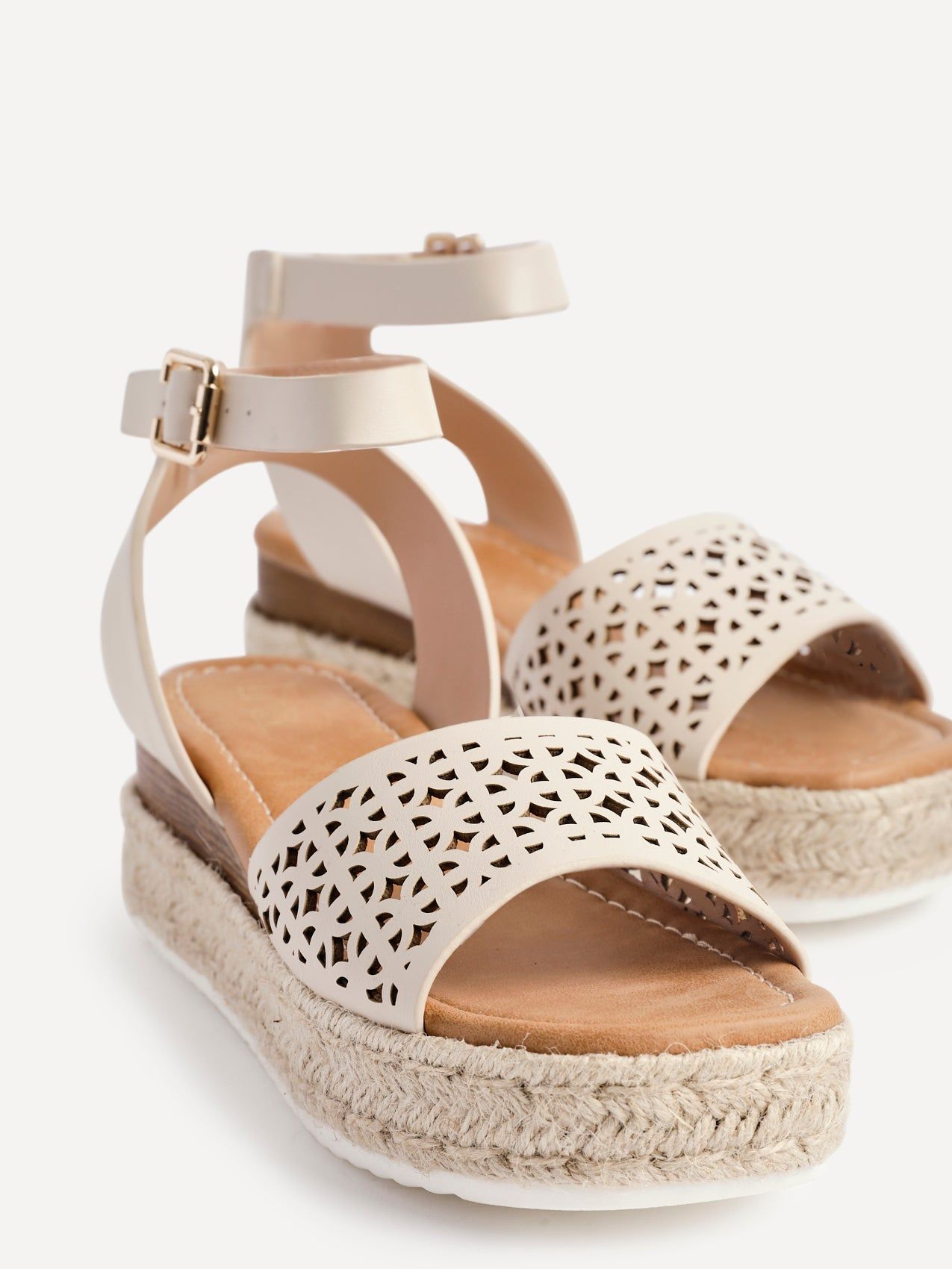 Linzi Radiance Nude Faux Leather Flatform Sandals image 4
