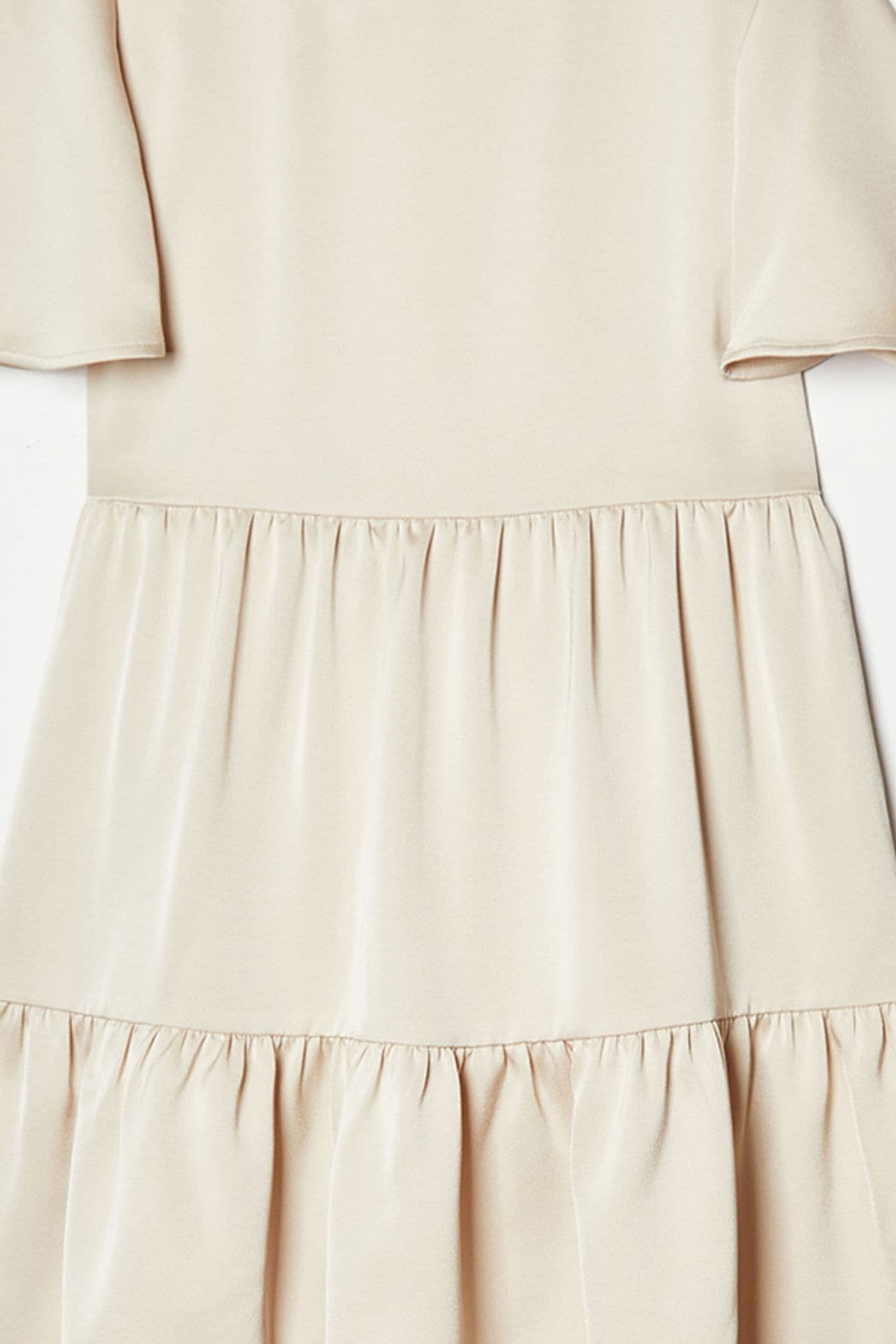 Coast Girls Satin Back Crepe Tiered Angel Sleeve Dress Champagne image 7