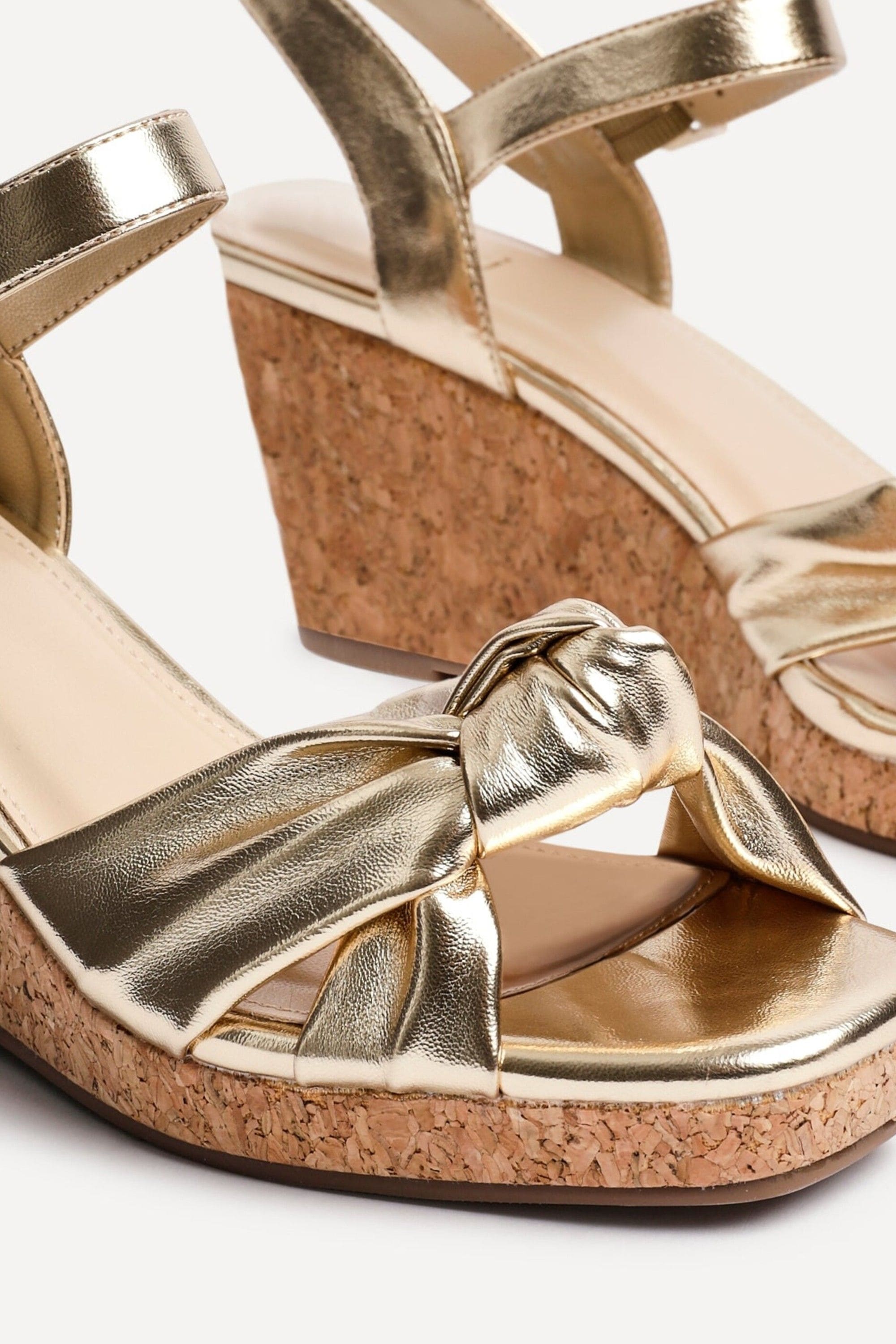 Linzi Elyah Gold Faux Leather Cork Wedge image 4