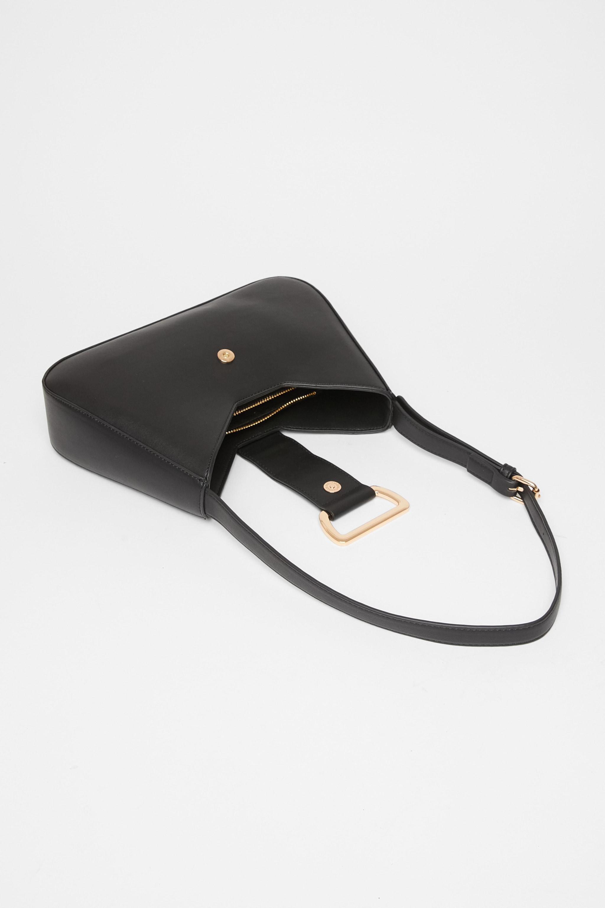 Quiz Black Faux Leather Buckle Shoulder Bag image 2