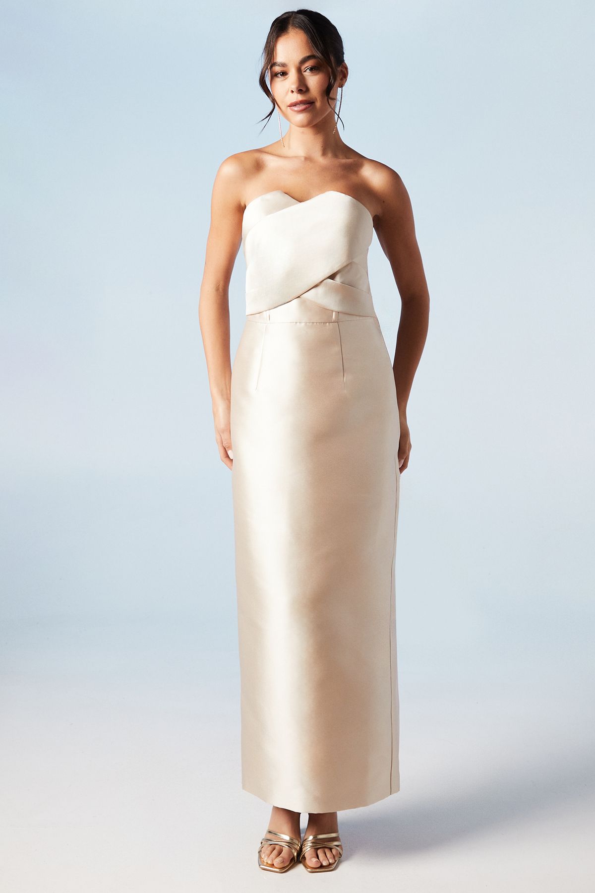 Coast Bandeau Twill Bow Back Bridesmaid Dress Champagne image 1