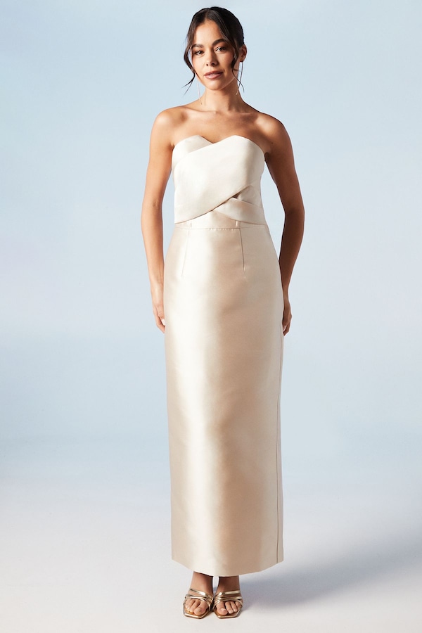 Coast Bandeau Twill Bow Back Bridesmaid Dress Champagne