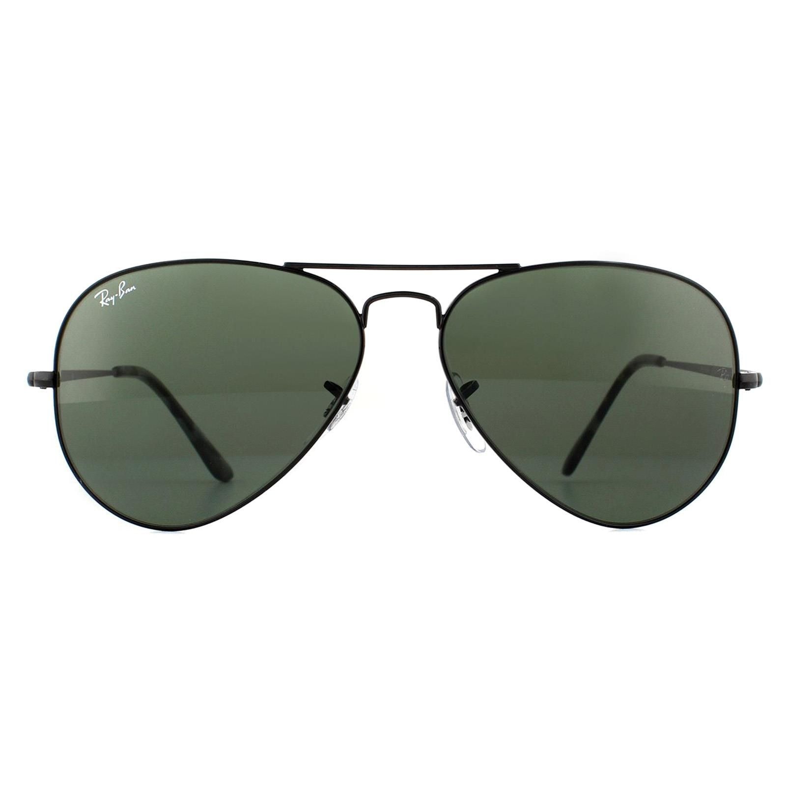 Ray-Ban Aviator Black Green Aviator Metal II RB3689 Sunglasses image 1