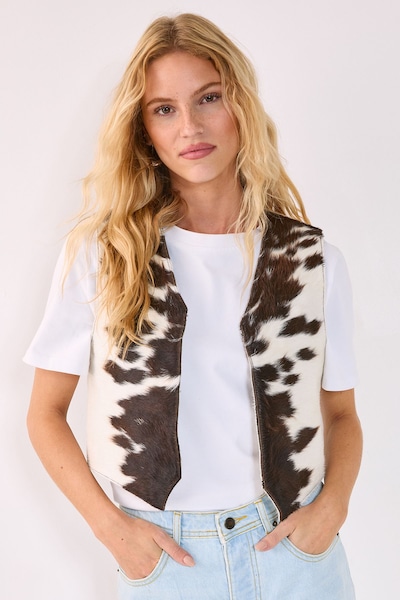 NastyGal Animal Cow Hide Leather Waistcoat Animal