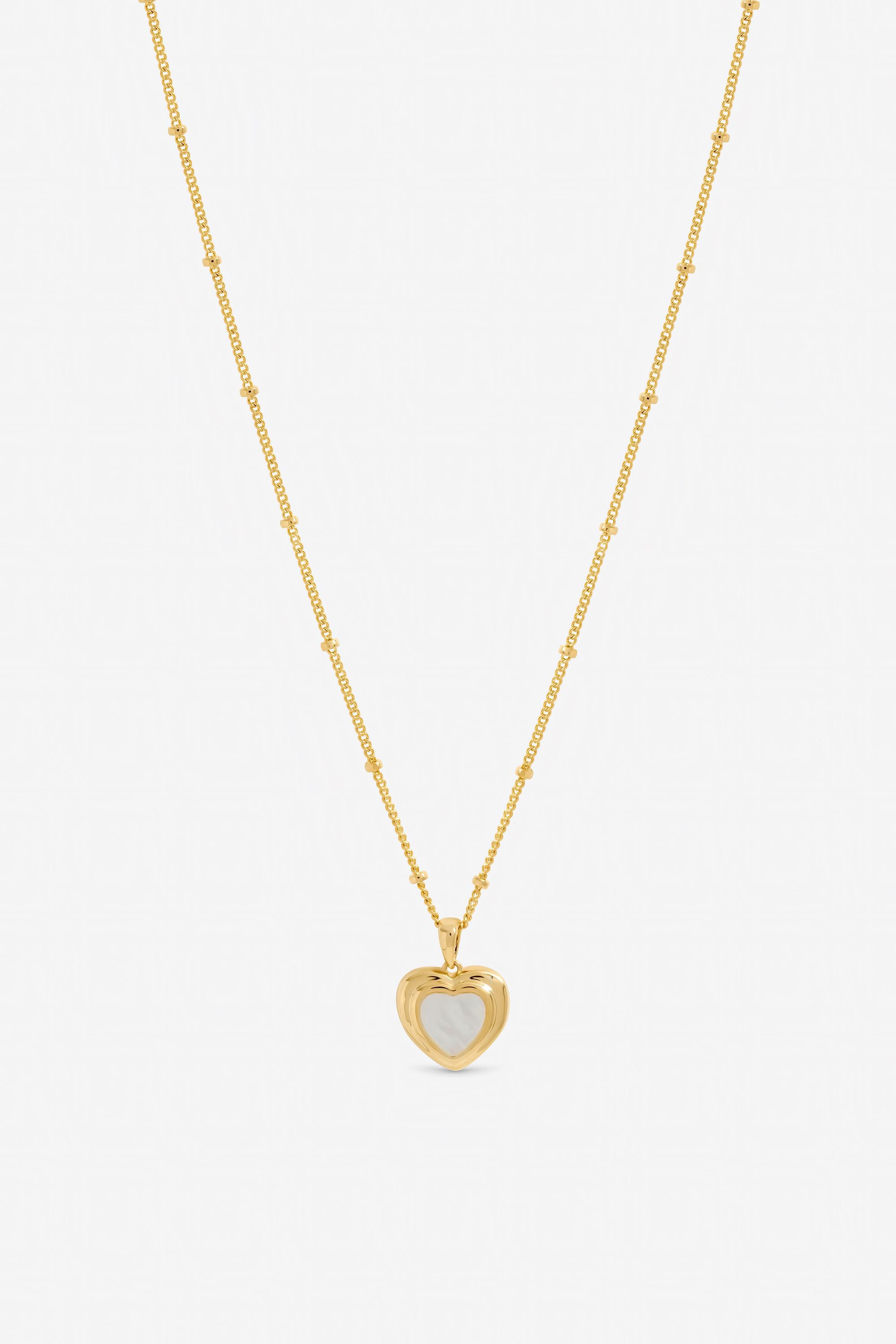 Inicio Gold Plated Mother of Pearl Heart Pendant - Gift Pouch