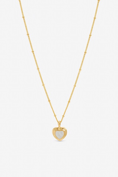 Inicio Gold Plated Mother of Pearl Heart Pendant - Gift Pouch