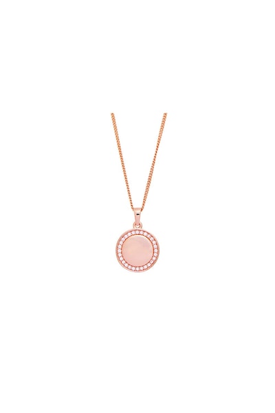 Simply Silver Simply Silver Rose Gold Plated Sterling Silver With Cubic Zirconia Round Necklace