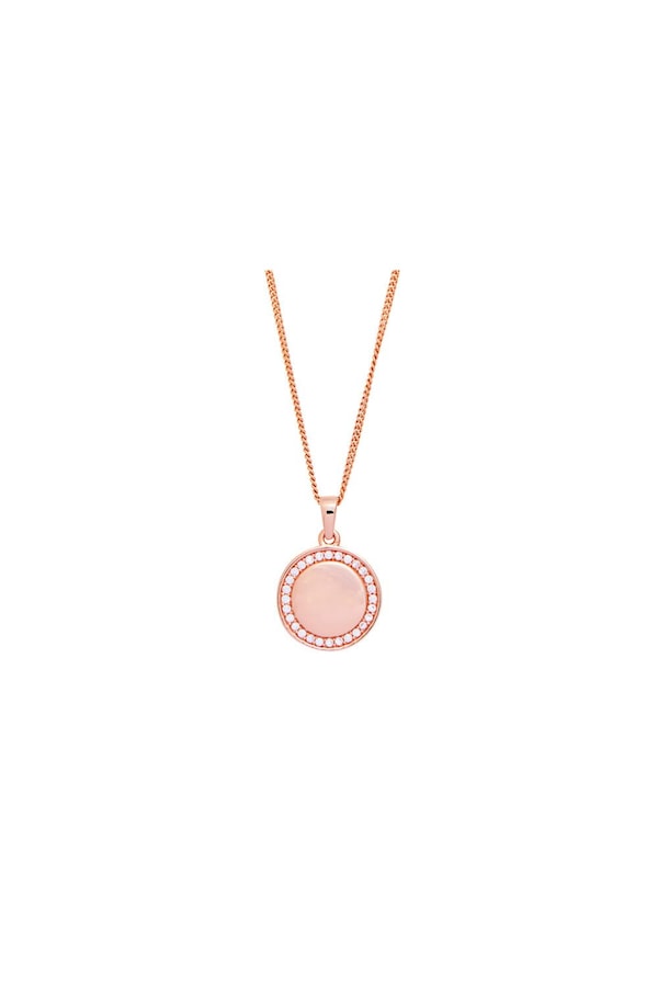 Simply Silver Simply Silver Rose Gold Plated Sterling Silver With Cubic Zirconia Round Necklace
