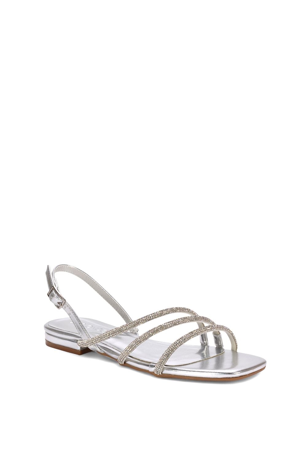 XY London 'Abigale' Strappy Diamante Flat Slingback Sandals With Buckle image 2