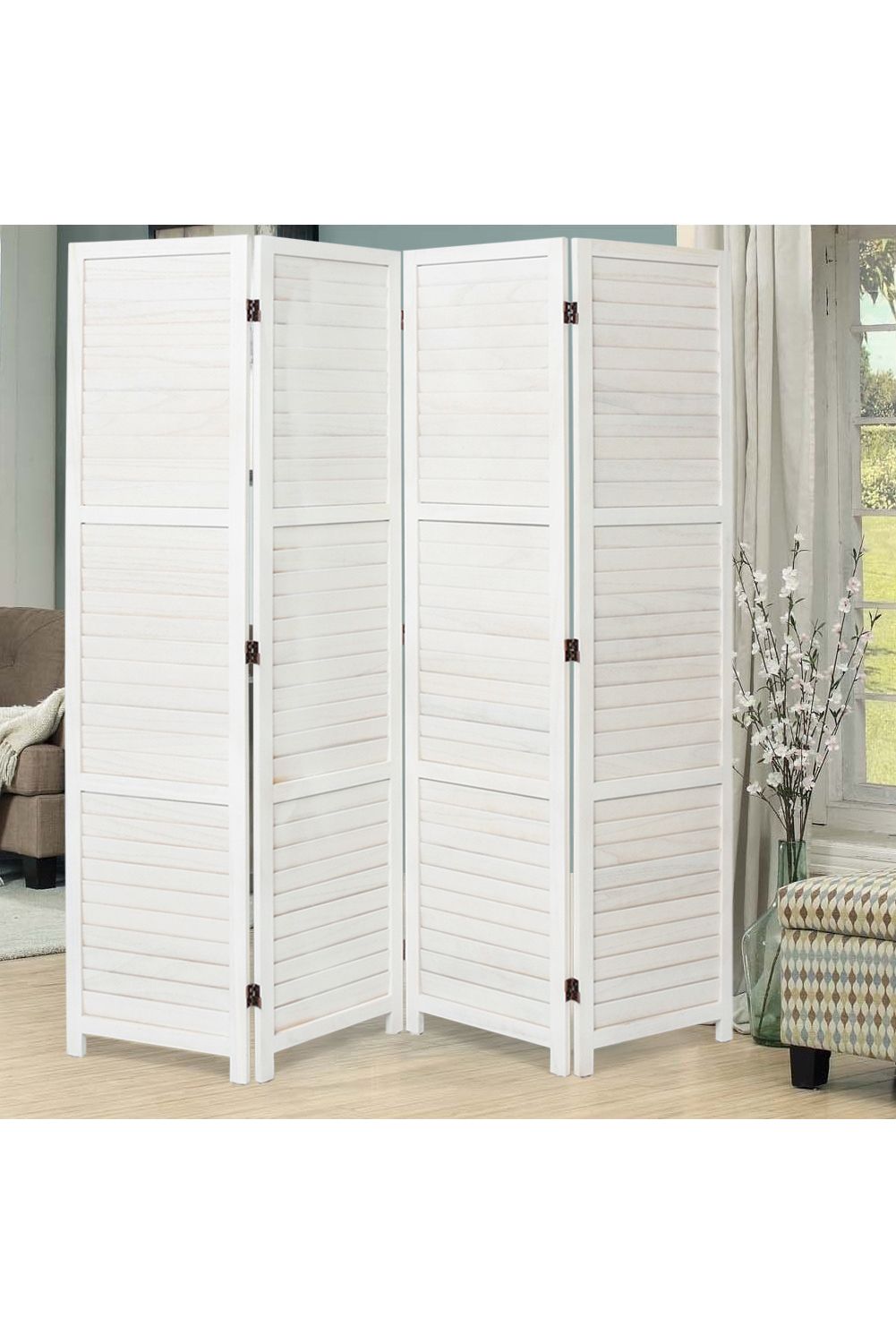 Living and Home Folding Solid Wood Room Divider Privacy Screen image 2