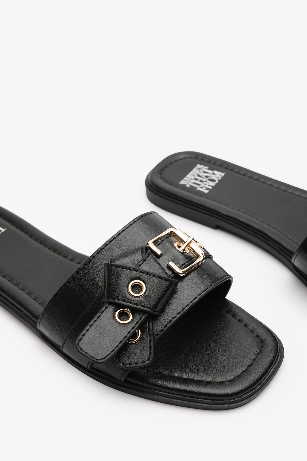 Where's That From 'Marissa' Slip-On Sandals with Buckle Accent Detail image 4