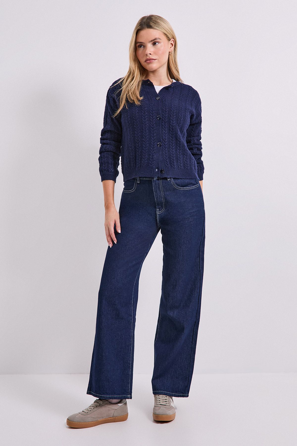 Dorothy Perkins Mini All Over Cable Knit Cardigan Denim-blue image 2