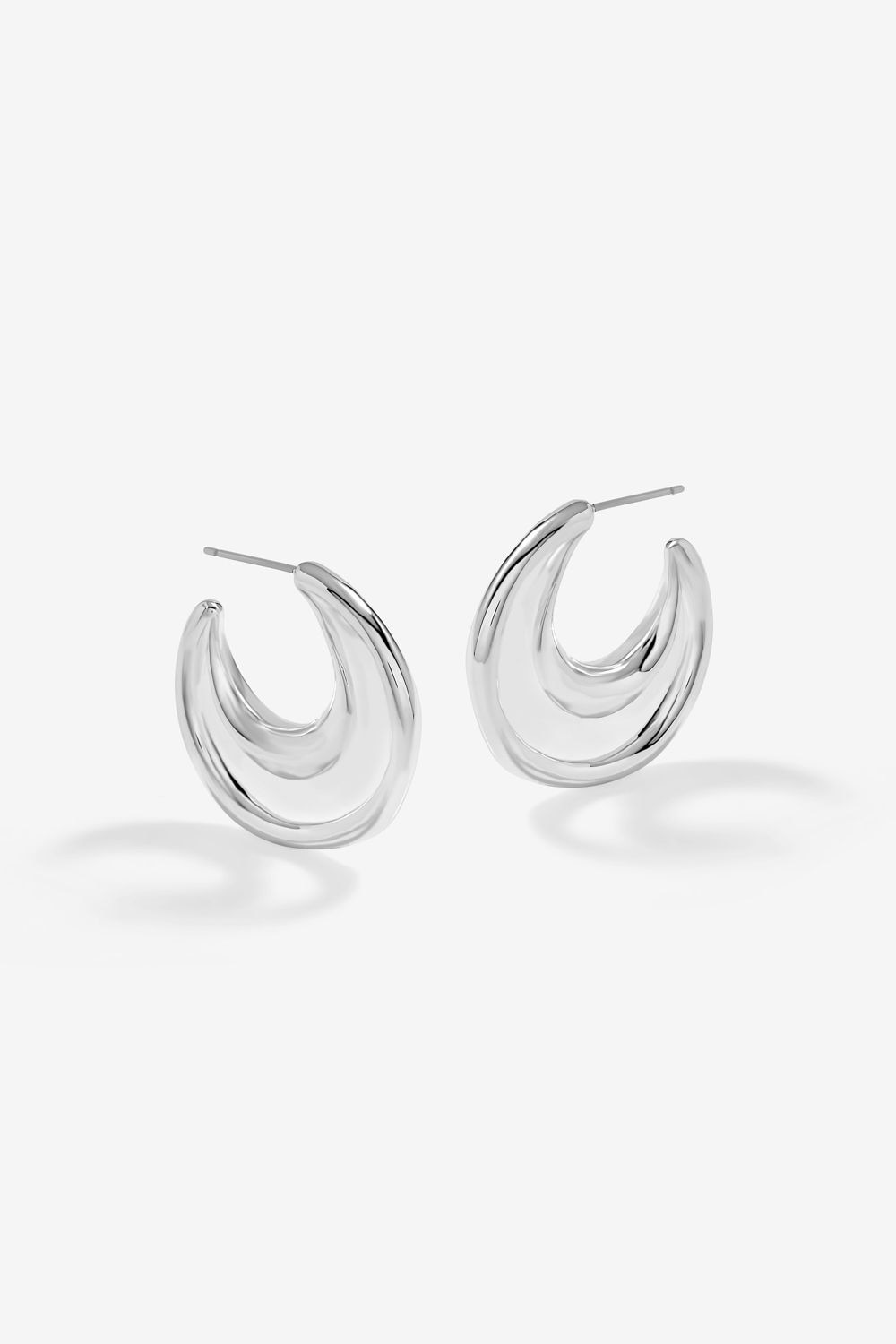 Inicio Silver Plated Statement Molten Polished Hoops - Gift Pouch image 1
