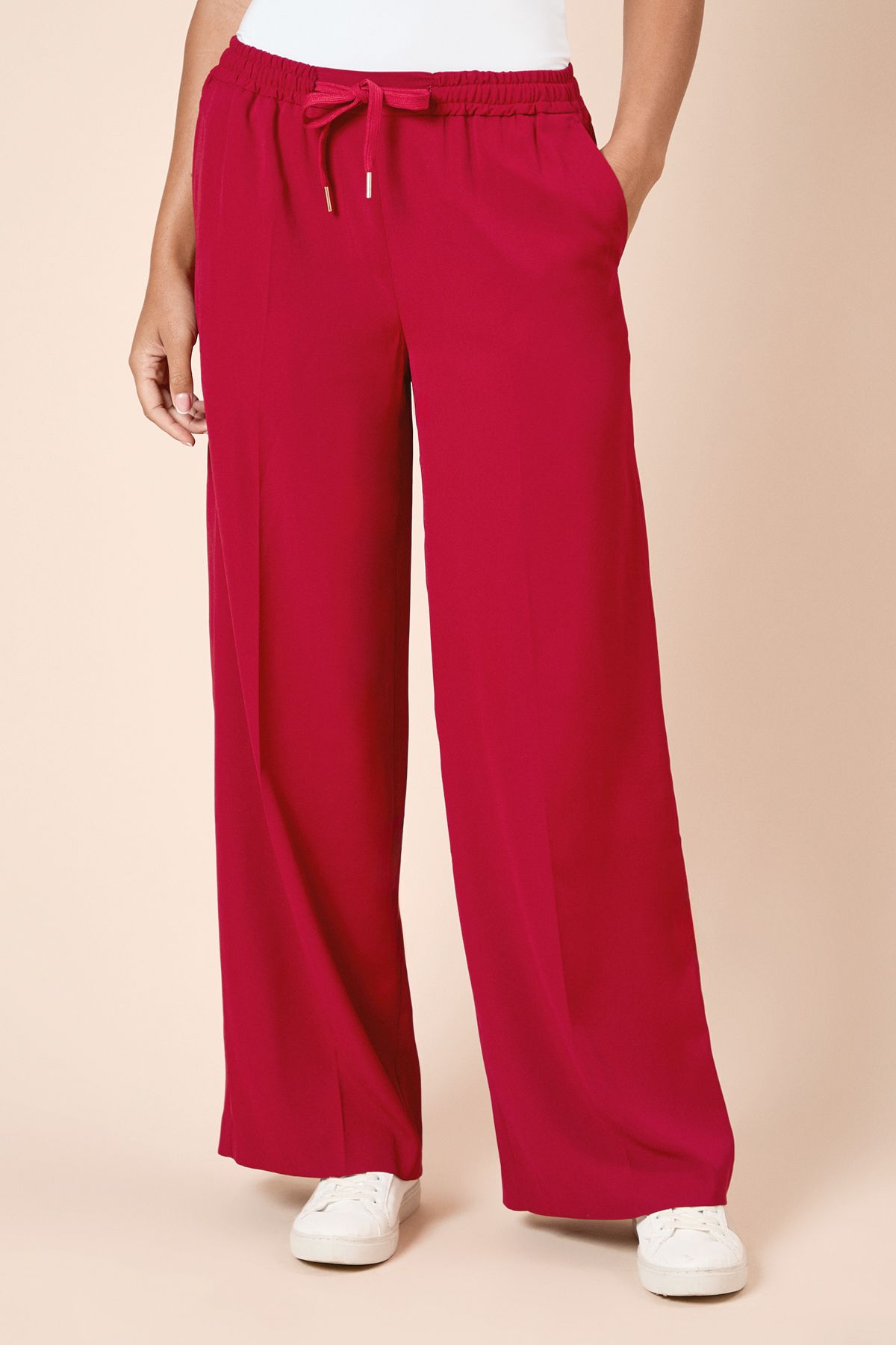 Dorothy Perkins Tie Waist Wide Leg Trousers Red image 2