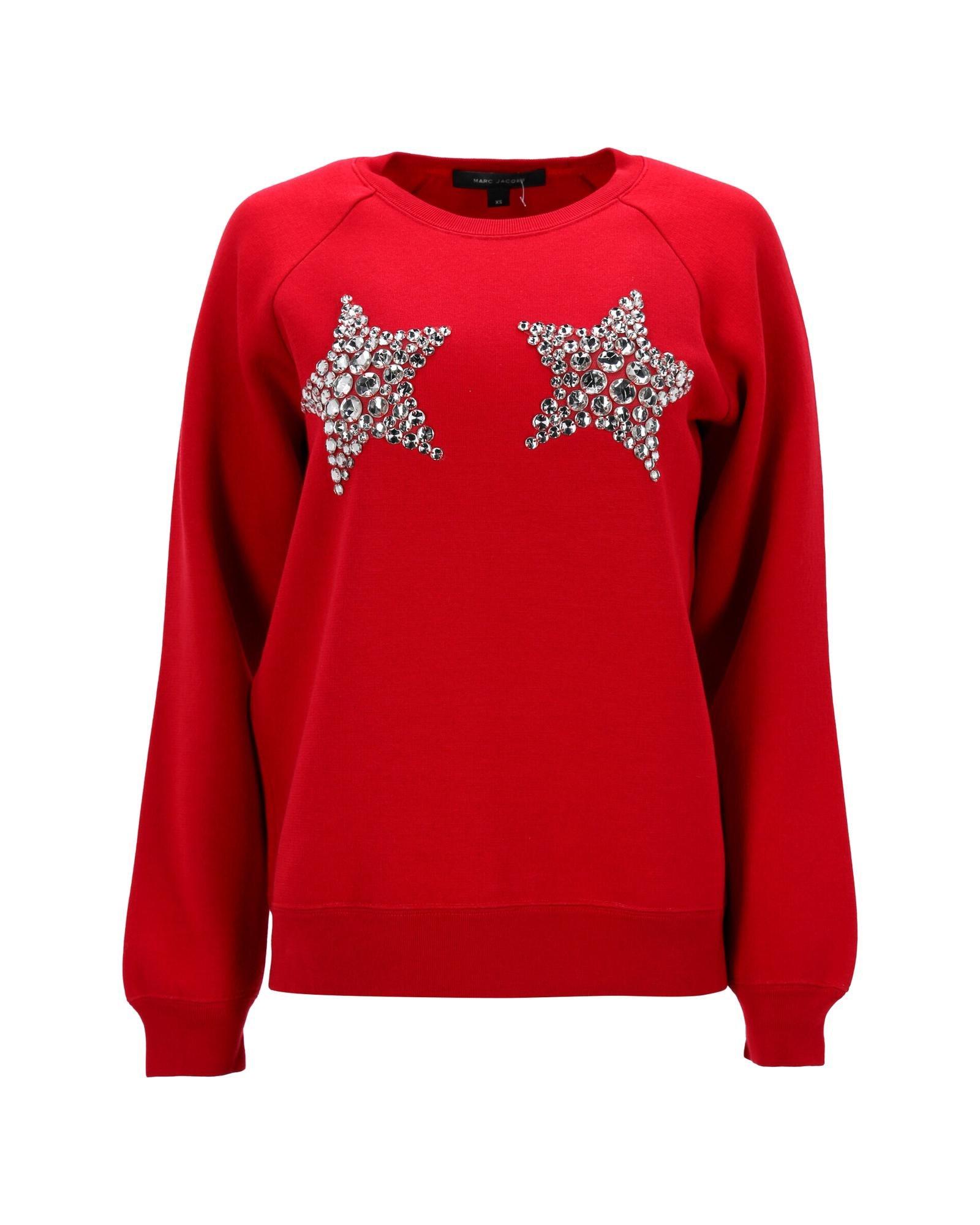 Marc Jacobs Preloved Crystal Embellished Star Sweatshirt Wo - Red Pullovers image 1