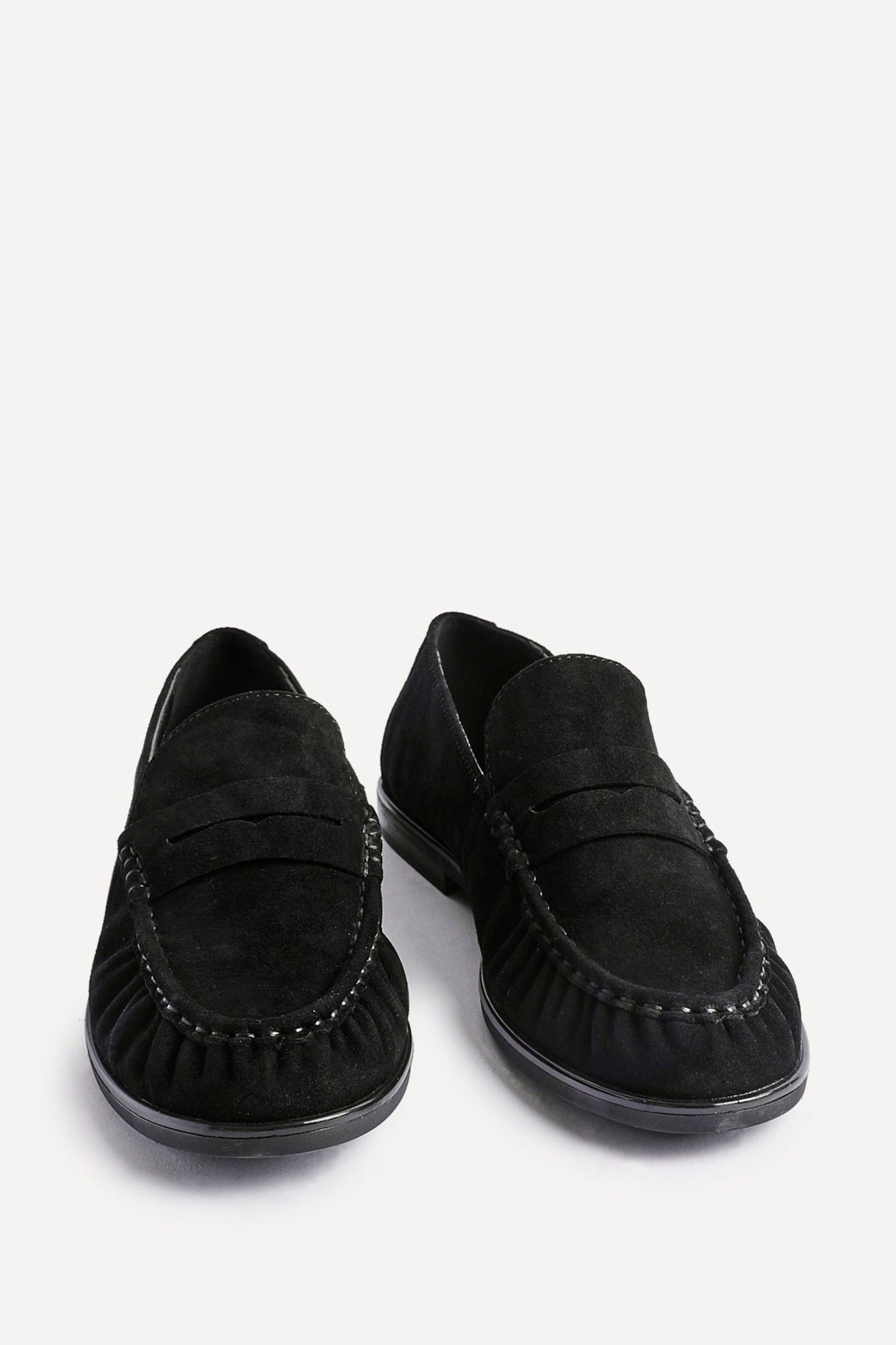 Linzi Belmont Black Suede Leather Ruched Loafer image 3