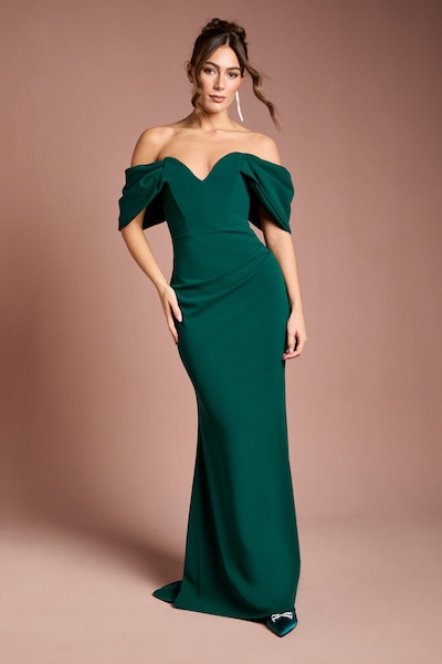 Coast Bardot Stretch Fishtail Maxi Dress Emerald