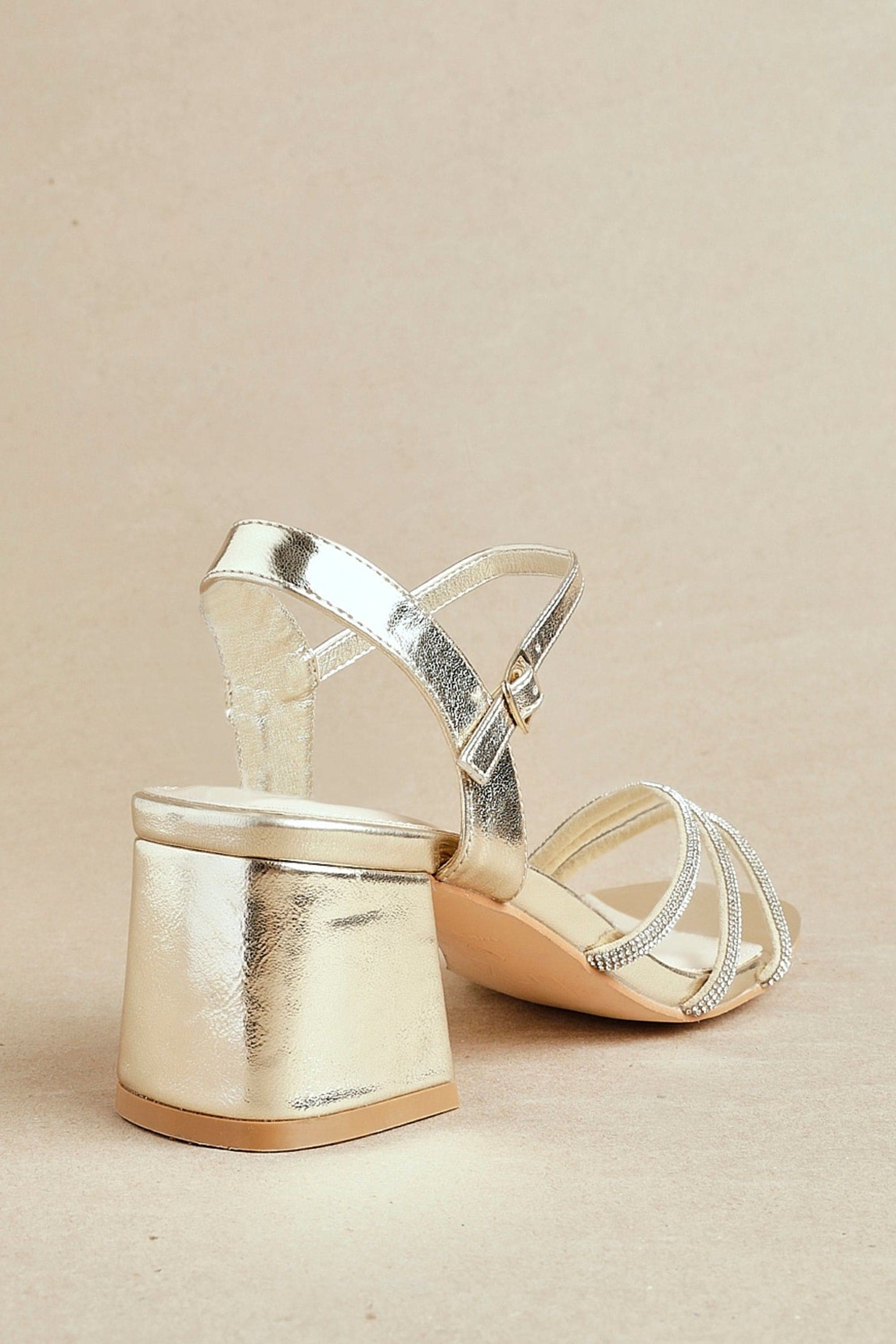 Linzi Mariah Wide Fit Gold Faux Leather Open Back Heel image 6