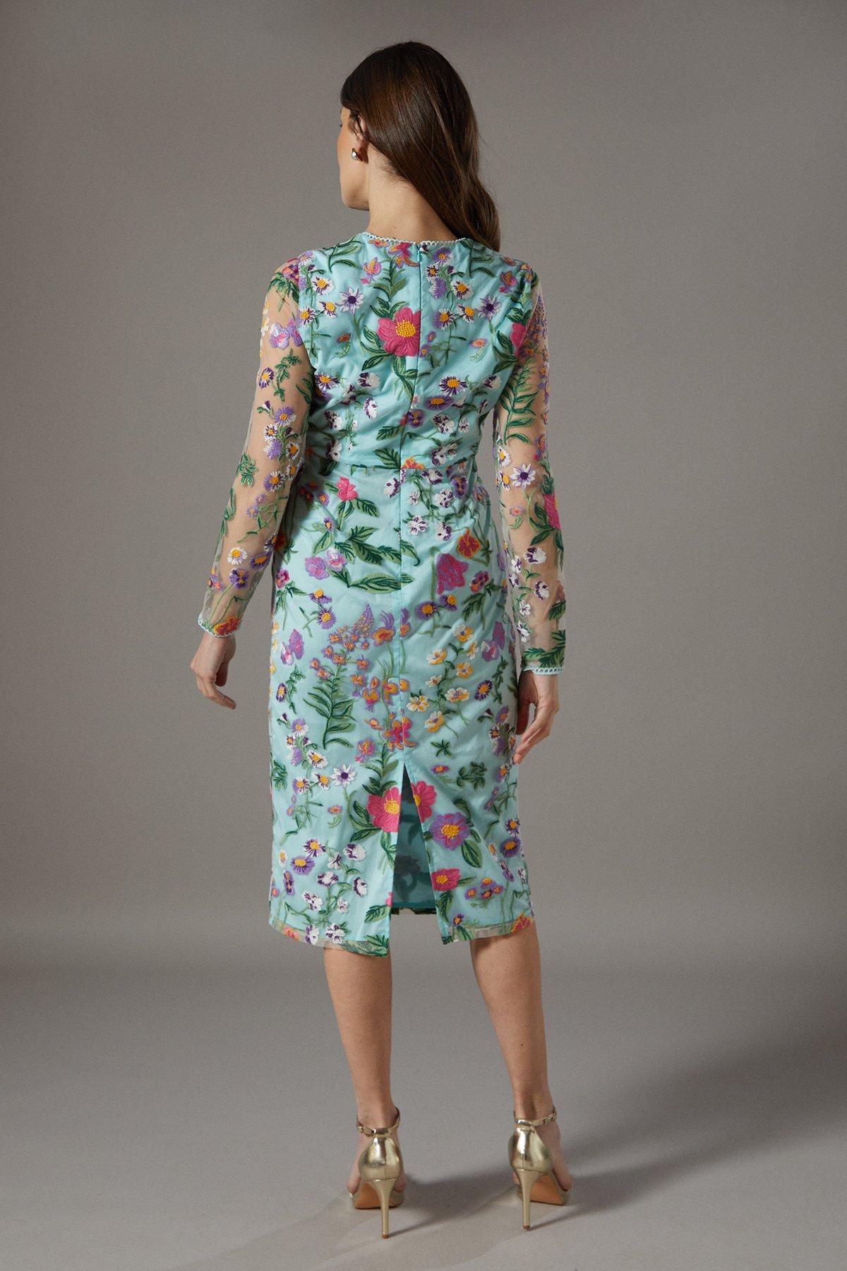 Embroidered Floral Mesh Dress Floral Embroidered Mesh Dress Floral Mesh  Embroidered Dress Black