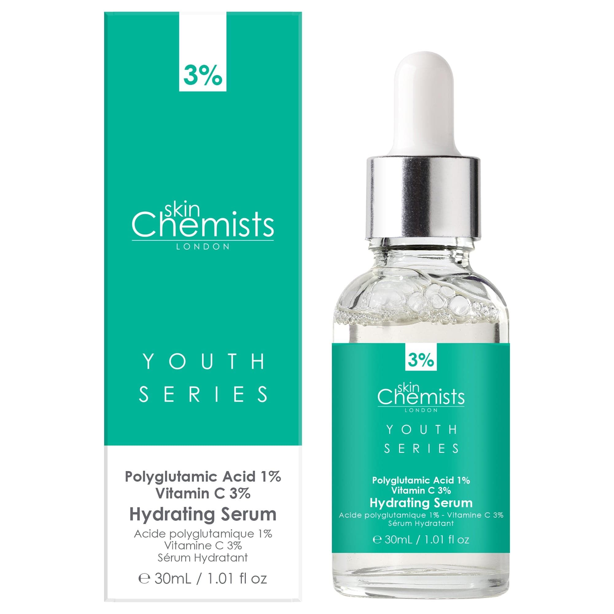 skinChemists Youth Series Hydrating Serum Polyglutamic Acid 1%, Vitamin C 3% 30ml image 2