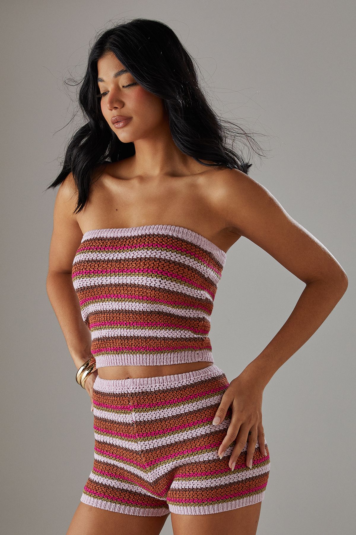 Warehouse Striped Knitted Bandeau Top Multi image 4