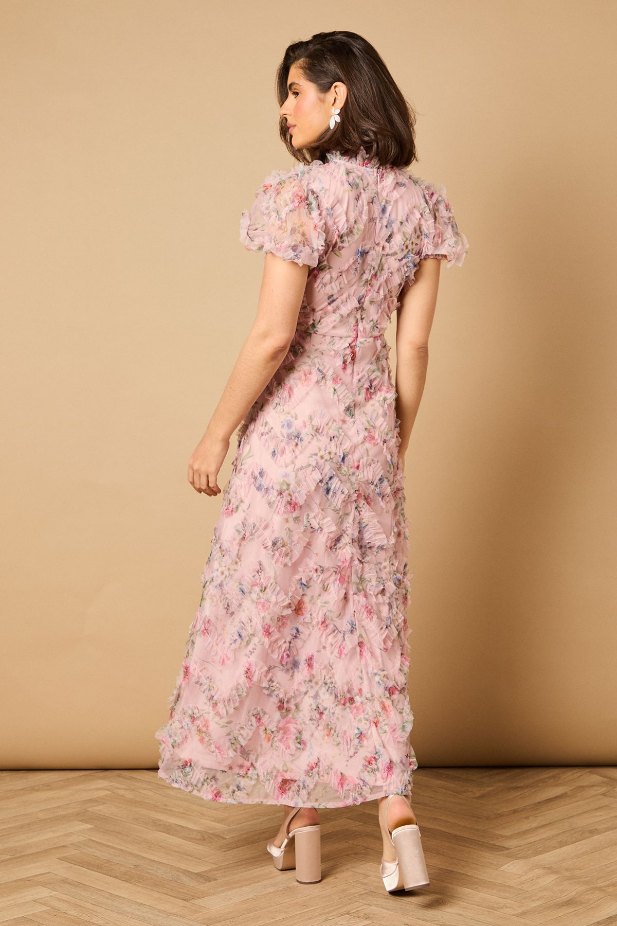 Oasis Printed Textured Maxi Dress Pink image 4